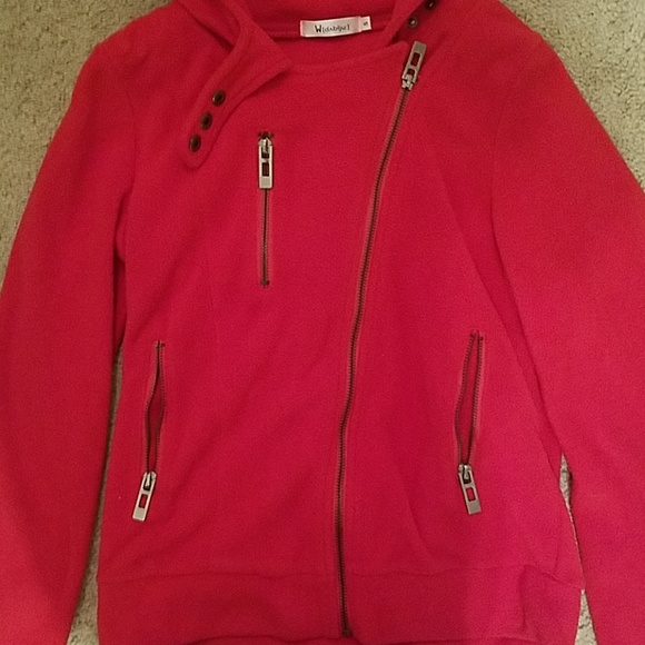 Red fleece fashion jacket - Picture 3 of 6